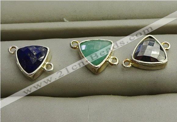NGC5996 11*11mm triangle mixed gemstone connectors wholesale