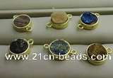 NGC6000 12mm coin plated druzy agate connectors wholesale