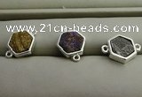 NGC6007 12*12mm hexagon plated druzy agate connectors wholesale