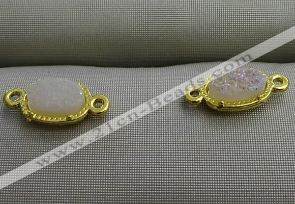 NGC6018 5*8mm oval plated druzy agate connectors wholesale