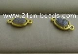 NGC6019 5*8mm oval plated druzy agate connectors wholesale