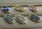 NGC6026 10*16mm oval plated druzy agate connectors wholesale