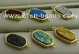 NGC6027 10*16mm oval plated druzy agate connectors wholesale