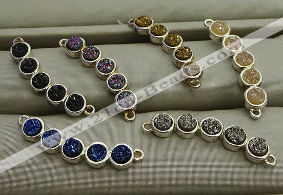 NGC6030 6*30mm plated druzy agate connectors wholesale