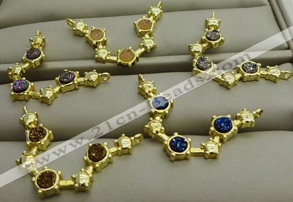 NGC6039 25*35mm plated druzy agate connectors wholesale