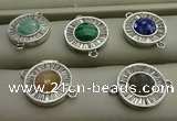 NGC6044 16mm coin mixed gemstone connectors wholesale