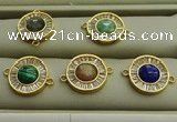 NGC6045 16mm coin mixed gemstone connectors wholesale