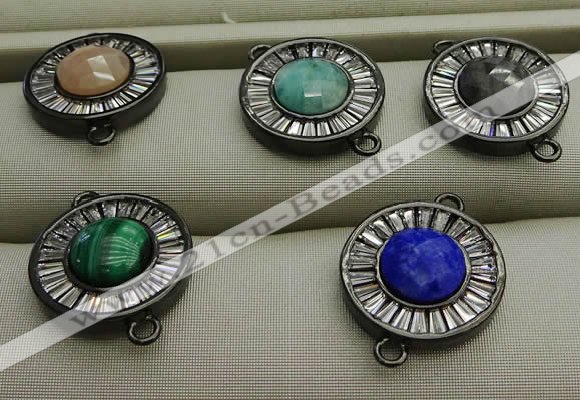 NGC6046 16mm coin mixed gemstone connectors wholesale
