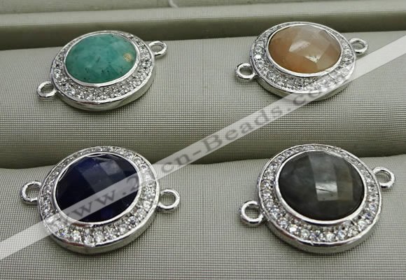 NGC6048 15mm coin mixed gemstone connectors wholesale