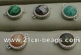 NGC6051 11mm coin mixed gemstone connectors wholesale