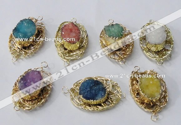 NGC615 22*30mm - 25*35mm freeform druzy agate connectors wholesale