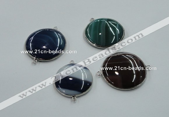 NGC63 30mm - 40mm flat round agate connectors wholesale