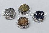 NGC634 24*25mm - 26*28mm freeform plated druzy agate connectors