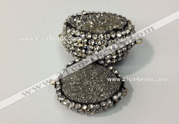 NGC635 20*28mm - 25*30mm freeform plated druzy agate connectors