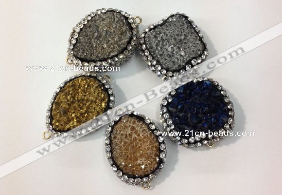 NGC638 20*28mm - 25*30mm freeform plated druzy agate connectors