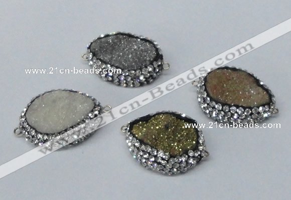 NGC640 20*28mm - 25*30mm freeform plated druzy agate connectors