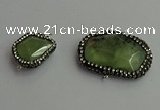 NGC6548 18*25mm - 25*30mm freeform green rutilated quartz connectors