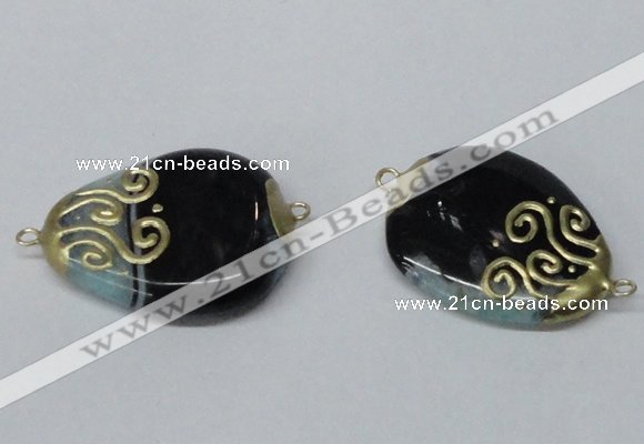 NGC657 20*30mm - 30*40mm freeform druzy agate connectors wholesale