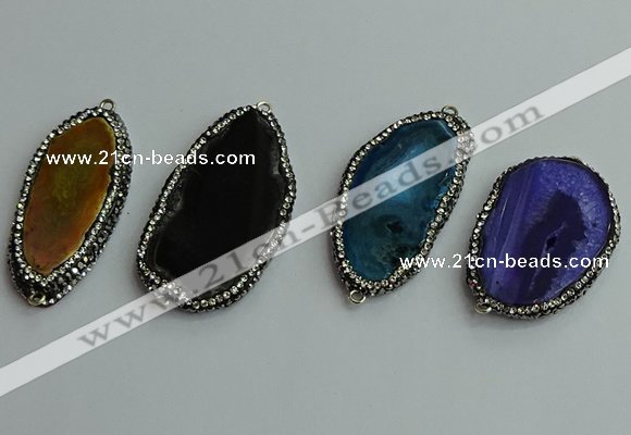 NGC6638 25*40mm - 30*55mm freeform agate connectors wholesale