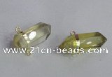 NGC666 10*35mm - 15*40mm faceted nuggets lemon quartz connectors