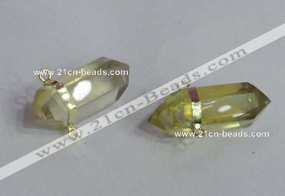 NGC666 10*35mm - 15*40mm faceted nuggets lemon quartz connectors