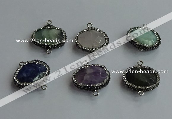 NGC6665 18*25mm faceted freeform mixed gemstone connectors