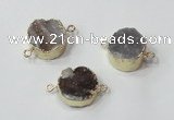 NGC683 14mm - 16mm coin druzy agate connectors wholesale