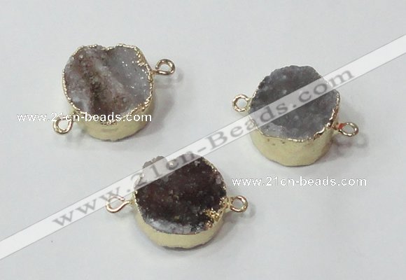 NGC683 14mm - 16mm coin druzy agate connectors wholesale