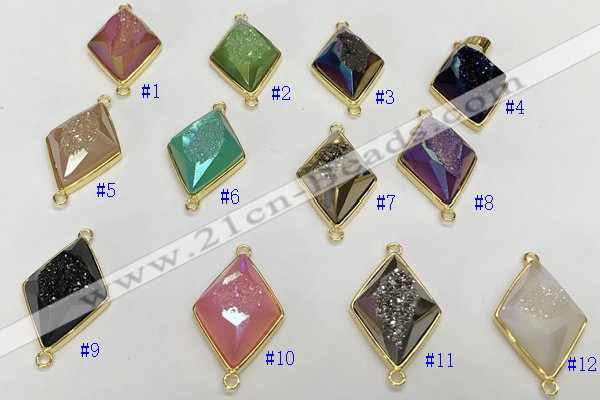 NGC7005 18*25mm faceted diamond plated druzy agate connectors