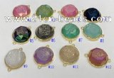 NGC7012 20mm faceted coin plated druzy agate connectors