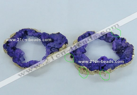 NGC702 45*75mm - 60*70mm freeform druzy agate connectors