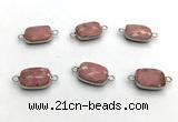 NGC7033 11*15mm faceted rectangle pink wooden jasper connectors