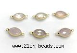 NGC7035 11*15mm faceted oval rose quartz connectors