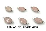 NGC7047 11*15mm faceted oval rose quartz connectors