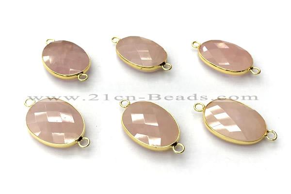 NGC7050 17*22mm faceted oval rose quartz connectors