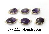 NGC7052 17*22mm faceted oval amethyst connectors