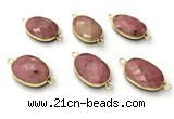 NGC7053 17*22mm faceted oval pink wooden jasper connectors