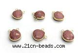 NGC7069 14mm faceted flat teardrop pink wooden jasper connectors