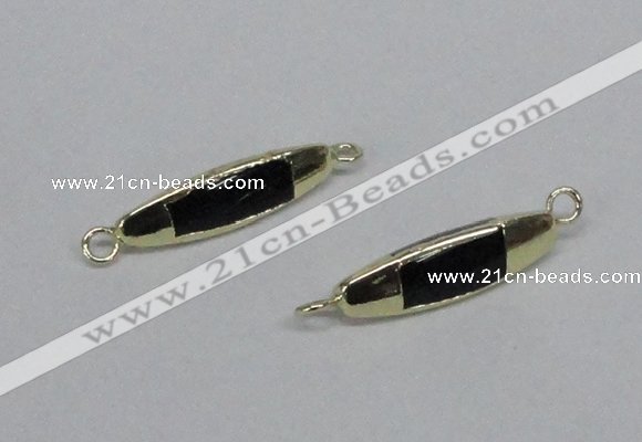 NGC724 8*20mm trihedron black agate connectors wholesale