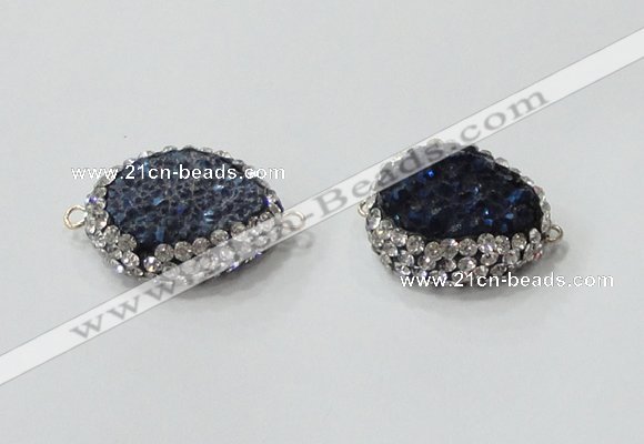 NGC735 16*22mm - 18*25mm freeform plated druzy agate connectors