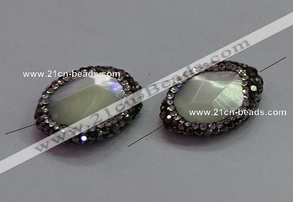 NGC7512 15*20mm faceted freeform shell pearl connectors wholesale