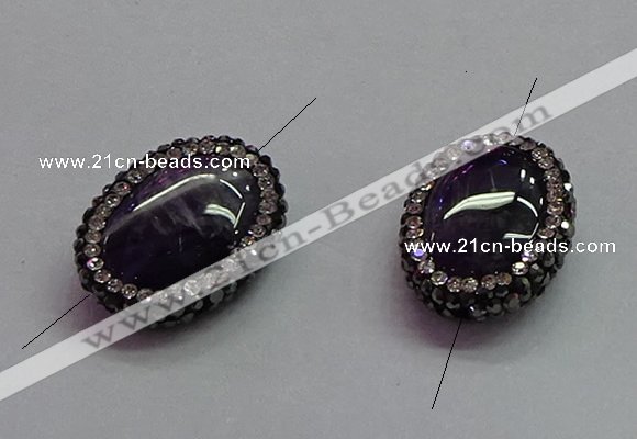 NGC7526 15*20mm - 16*22mm oval amethyst connectors wholesale