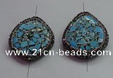 NGC7527 35*40mm - 38*45mm freeform turquoise connectors wholesale