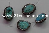 NGC7529 15*20mm - 18*25mm nuggets turquoise connectors wholesale