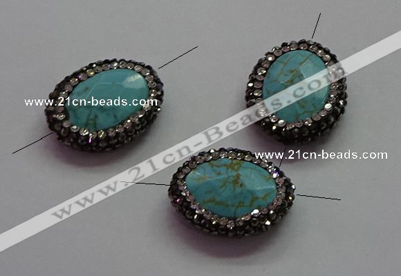 NGC7533 18*22mm - 20*25mm faceted oval turquoise connectors