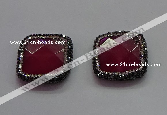 NGC7551 25*25mm faceted square quartz connectors wholesale