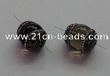 NGC7556 15*20mm egg-shaped smoky quartz connectors wholesale