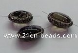 NGC7557 20*30mm - 22*33mm freeform smoky quartz connectors