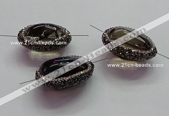 NGC7557 20*30mm - 22*33mm freeform smoky quartz connectors