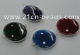 NGC78 30mm flat round agate gemstone connectors wholesale